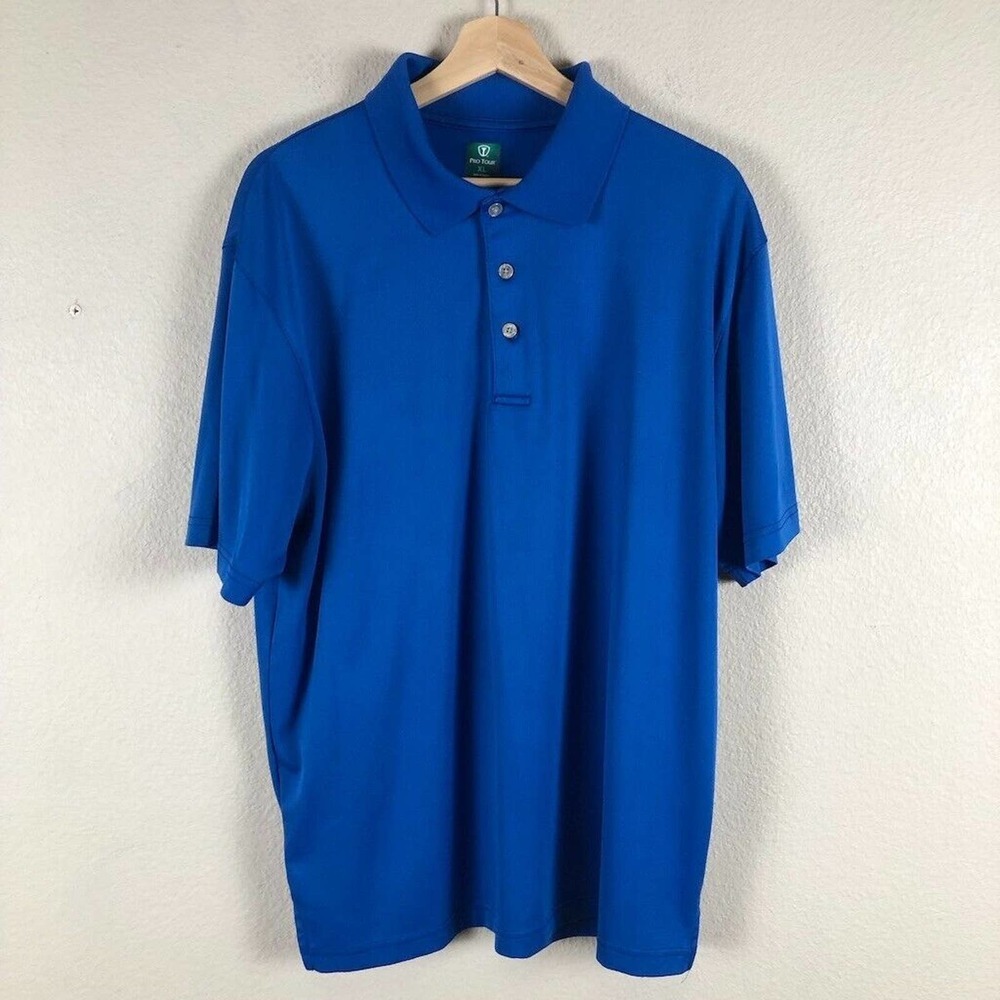 PRO Tour Shirt Blue Polo Collared Golf Basic Performance Casual‎ X Large